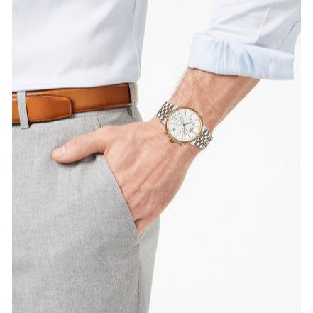 Tissot Carson Premium Chronograph White Dial Two Tone Steel Strap Watch For Men - T122.417.22.011.00