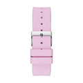 Guess Crush Crystals Silver Dial Pink Rubber Strap Watch for Women - W1223L1