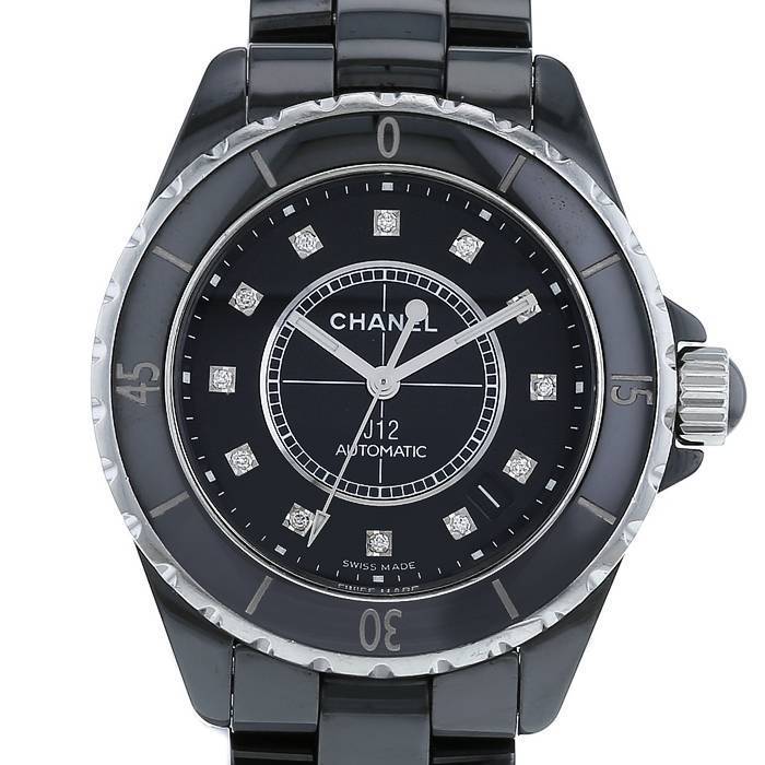 Chanel J12 Diamonds Black Dial Black Steel Strap Watch for Women - J12 H2569