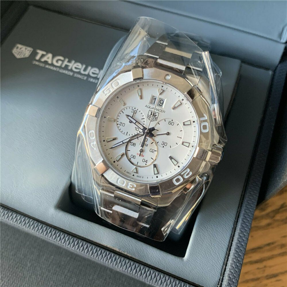 Tag Heuer Aquaracer White Dial Silver Steel Strap Watch for Men - CAY1111.BA0927