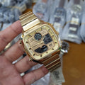Fossil Retro Analog-Digital Gold Dial Gold Steel Strap Watch for Men - FS5889