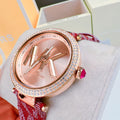 Michael Kors Parker Rose Gold Dial Maroon Leather Strap Watch For Women - MK2974