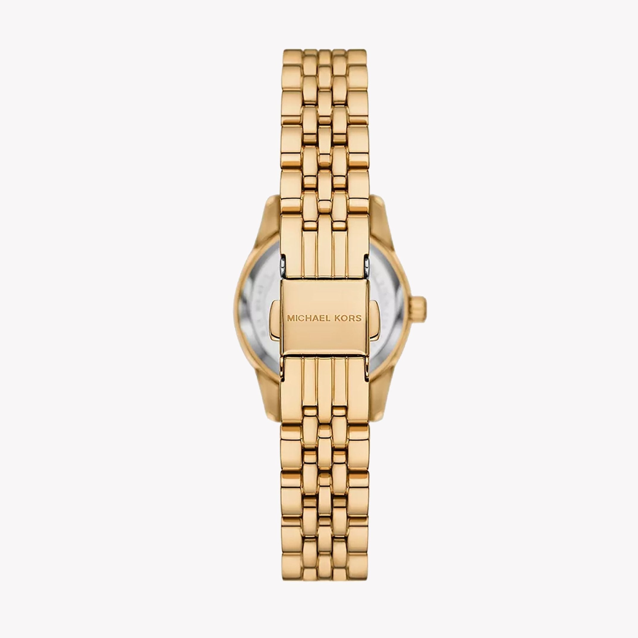 Michael Kors Lexington Three Hand Blue Dial Gold Steel Strap Watch for Women - MK4813