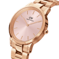 Daniel Wellington Iconic Link Pink Dial Rose Gold Steel Strap Watch For Women - DW00100335