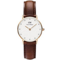 Daniel Wellington Classy St Mawes White Dial Brown Leather Strap Watch For Women - DW00100059