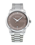 Gucci G Timeless Brown Dial Silver Steel Strap Watch For Men - YA126445