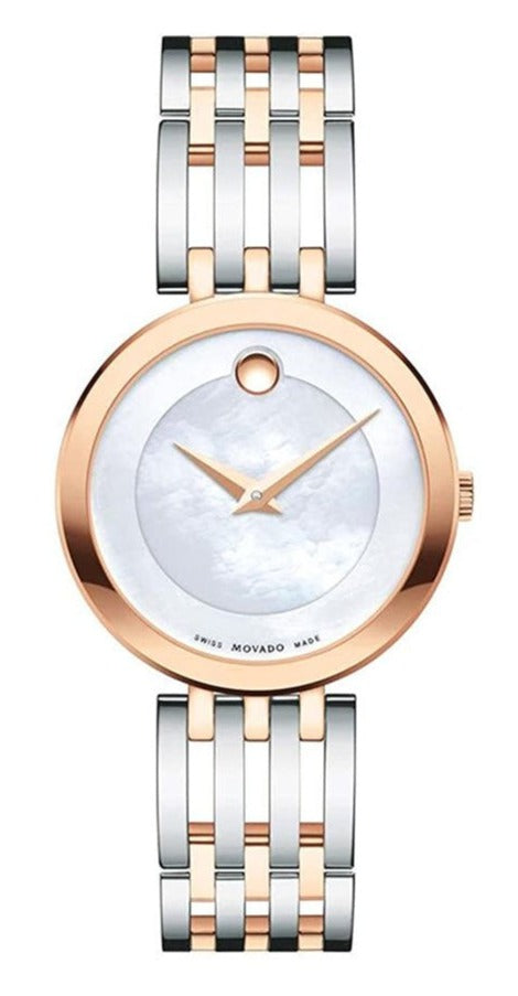 Movado Esperanza Mother of Pearl Dial Two Tone Steel Strap Watch For Women - 0607114