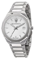 Maserati Stile 3H White Dial Silver Steel Strap Watch For Men - R8853142005