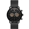 Emporio Armani Aviator Black Dial Black Mesh Bracelet Watch For Men - AR11142