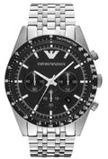 Emporio Armani Tazio Chronograph Black Dial Silver Steel Strap Watch For Men - AR5988