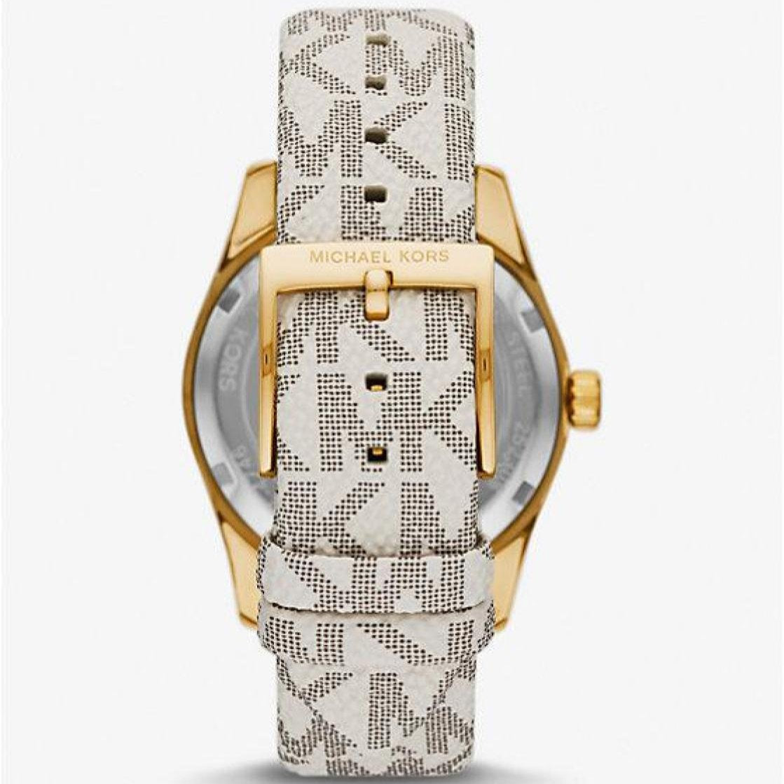 Michael Kors Jaycie Quartz Gold Dial White Leather Strap Watch for Women - MK2861