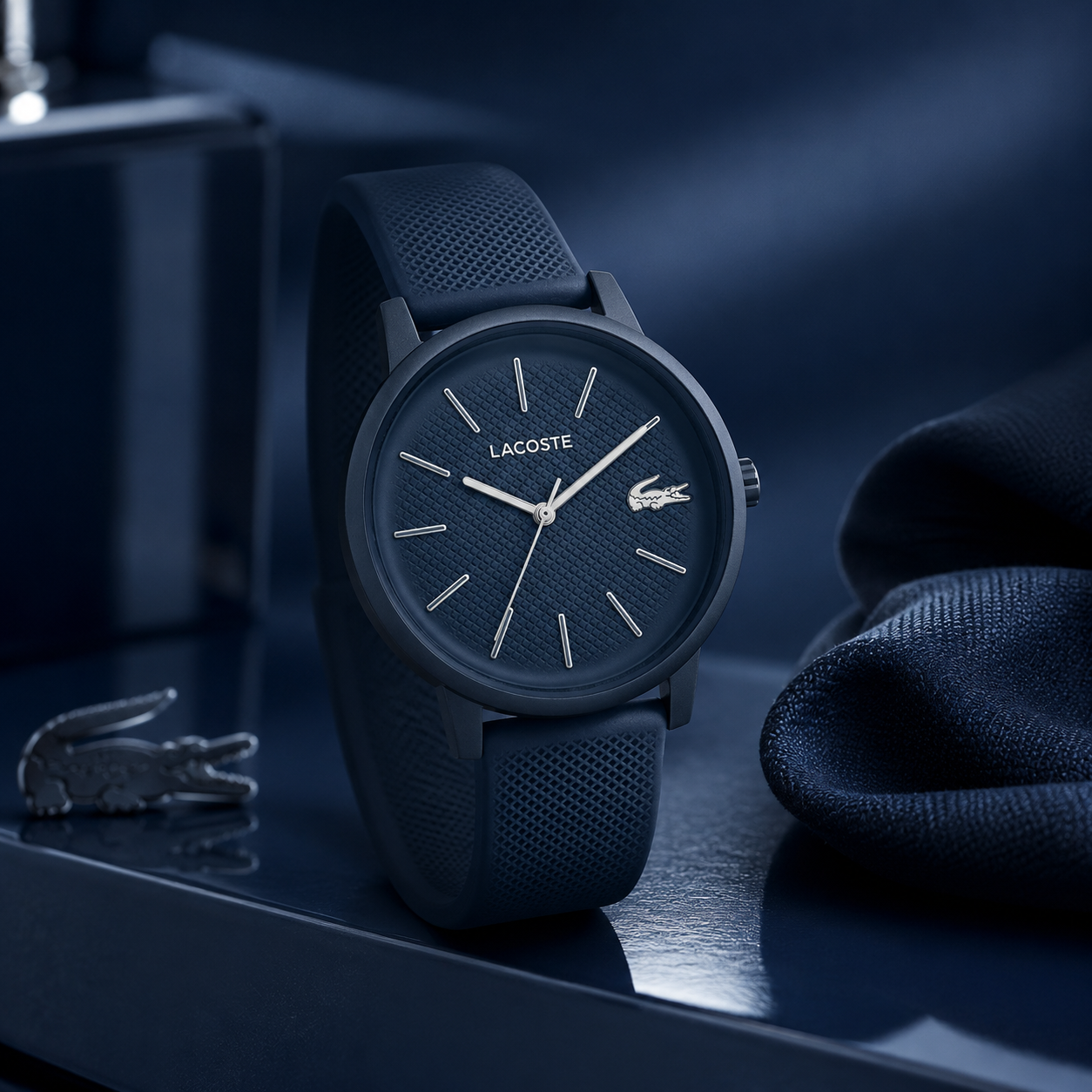 Lacoste 12.12 Move Blue Dial Blue Silicon Strap Watch for Men - 2011241