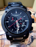 Burberry Sport Chronograph Black Dial Black Steel Strap Watch for Men - BU7703