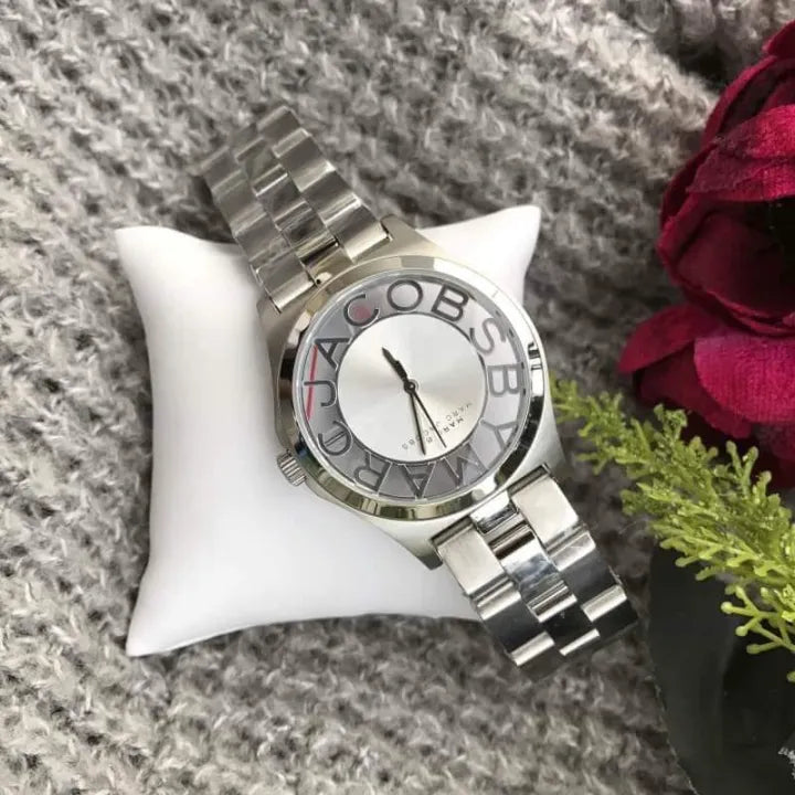 Marc Jacobs Henry Transparent Silver Dial Silver Steel Strap Watch for Women - MBM3205