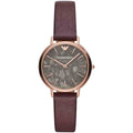 Emporio Armani Quartz Grey Dial Brown Leather Strap Watch For Women - AR11172