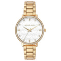 Michael Kors Pyper Three Hand White Dial Gold Steel Strap Watch For Women - MK4666