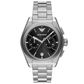 Emporio Armani Federico Chronograph Black Dial Silver Steel Strap Watch For Men - AR11560