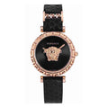 Versace Palazzo Empire Greca Black Dial Black Leather Strap Watch for Women - VEDV00719