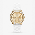 Michael Kors Jessa Quartz Gold Dial White Silicone Strap Watch For Women - MK7267