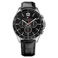 Tommy Hilfiger Luke Quartz Black Dial Black Leather Strap Watch for Men - 1791117