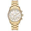 Michael Kors Lexington Mother of Pearl White Dial Gold Steel Strap Watch For Women - MK7241
