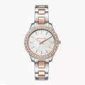 Michael Kors Liliane Quartz Mother of Pearl White Dial Two Tone Steel Strap Watch For Women - MK1048