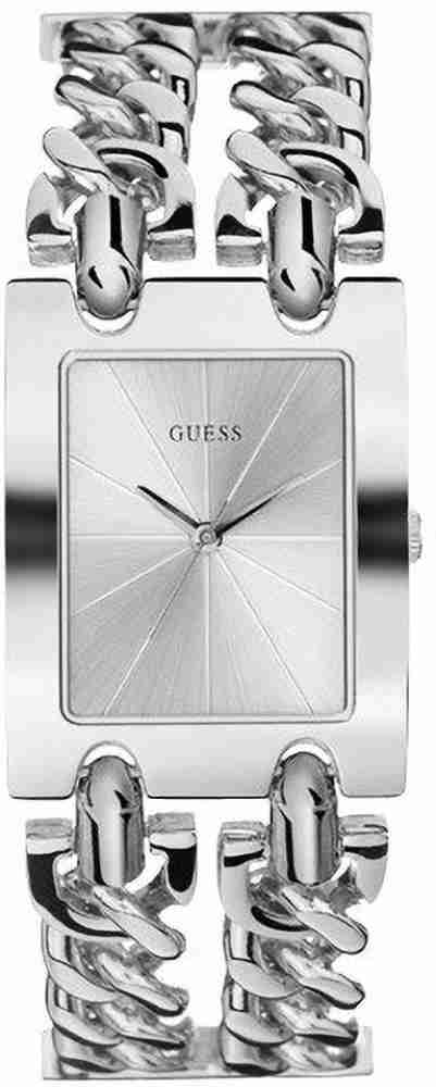 Guess Mod Heavy Metal Silver Dial Silver Steel Strap Watch For Women - W1117L1