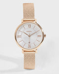 Fossil Jacqueline Mother of Pearl White Dial Gold Mesh Strap Watch for Women - ES4352