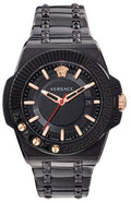 Versace Chain Reaction Quartz Black Dial Black Steel Strap Watch for Men - VEDY00719