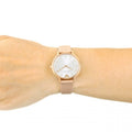 Emporio Armani Kappa Rose Gold & White Dial Beige Nude Leather Strap Watch For Women - AR2510