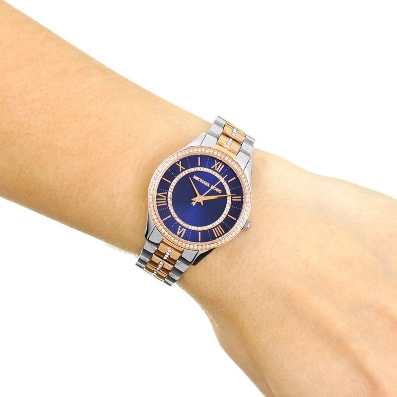 Michael Kors Lauryn Quartz Blue Dial Two Tone Steel Strap Watch For Women - MK3929