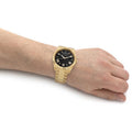 Guess Connoisseur Black Dial Gold Steel Strap Watch for Men - GW0265G3