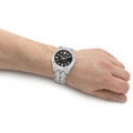 Versace Greca Time Quartz Black Dial Silver Steel Strap Watch For Men - VE3K00322