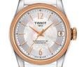 Tissot T-Classic Powermatic 80 Mother of Pearl Silver Dial White Leather Strap Watch For Women - T108.208.26.117.00