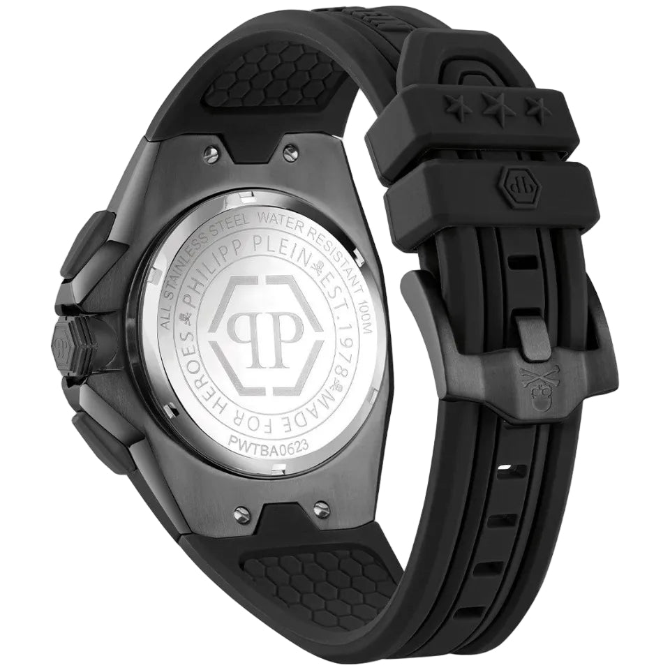Philipp Plein Octagon Black Dial Black Silicone Strap Watch for Men - PWTBA0623