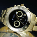 Marc Jacobs Blade Chronograph Black Dial Gold Steel Strap Watch for Women - MBM3309