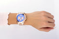 Michael Kors Bradshaw Quartz Blue Dial Rose Gold Steel Strap Watch For Women - MK5951