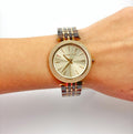 Michael Kors Darci Gold Dial Brown Two Tone Steel Strap Watch for Women - MK4326