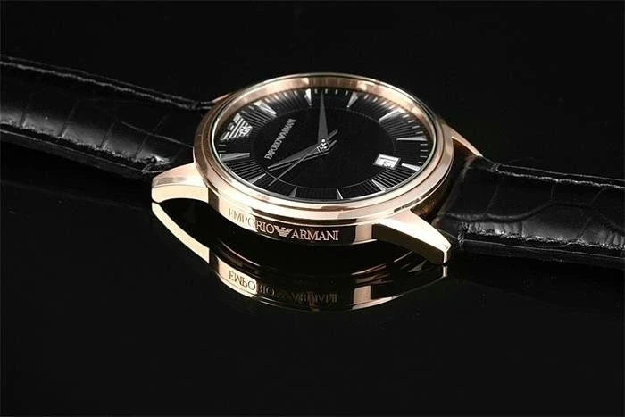 Emporio Armani Classic Black Dial Black Leather Strap Watch for Women - AR2445
