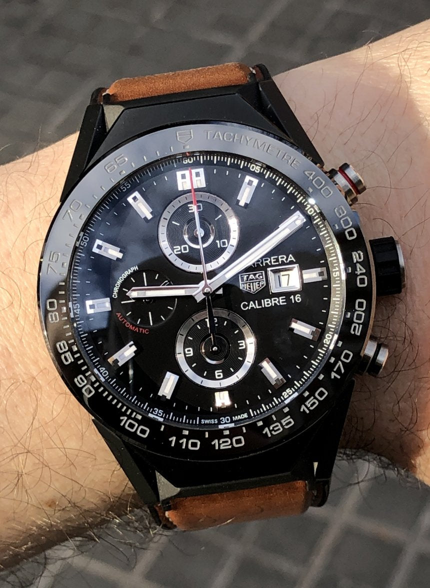 Tag Heuer Carrera Automatic Chronograph Blue Dial Brown Leather Strap Watch for Men - CBN2A1A.FC6537