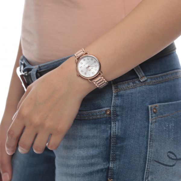Coach Delancey White Dial Rose Gold Steel Strap Watch for Women - 14502497