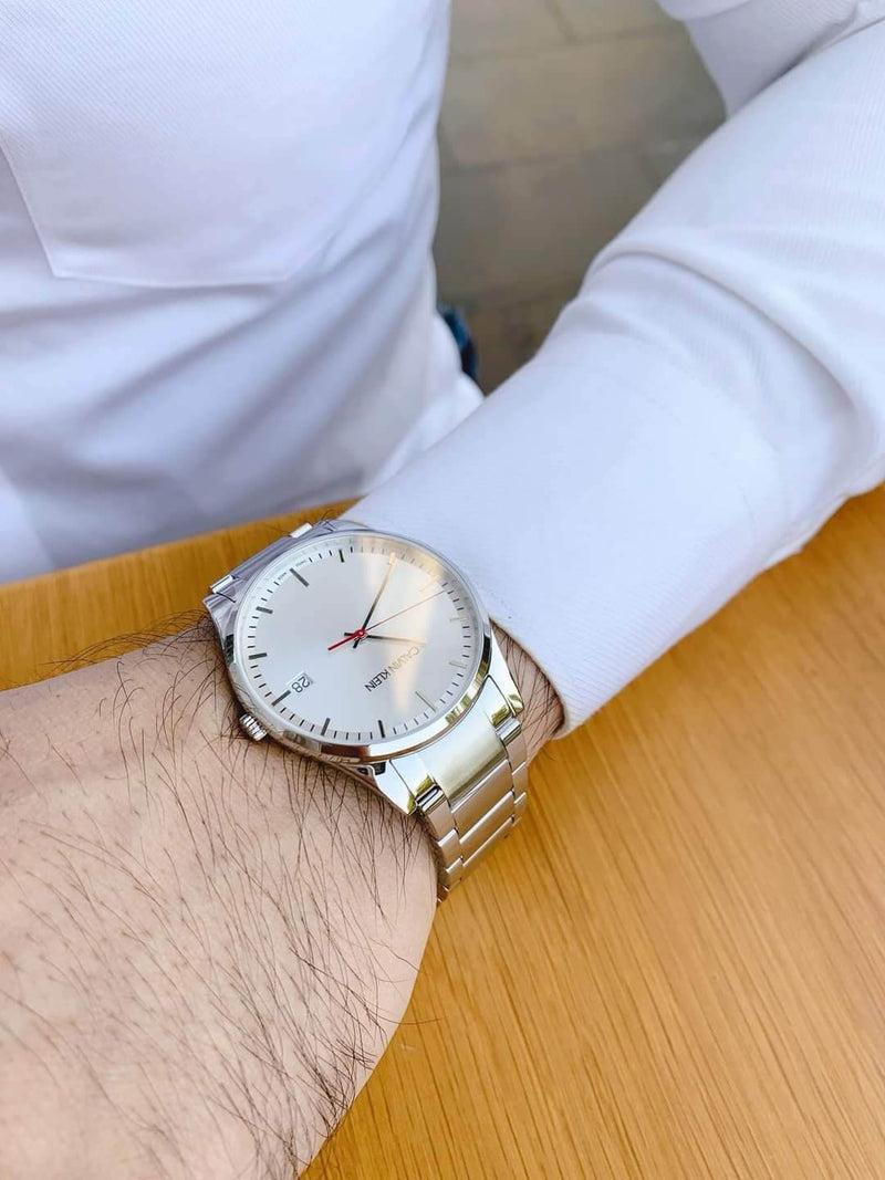 Calvin Klein City Quartz White Dial Silver Steel Strap Watch for Men - K2G2G1Z6