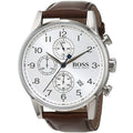 Hugo Boss Navigator White Dial Brown Leather Strap Watch for Men - 1513495