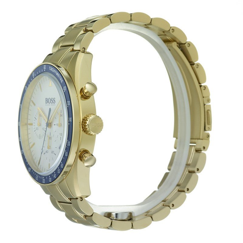 Hugo Boss Trophy White Dial Gold Steel Strap Watch for Men - 1513631