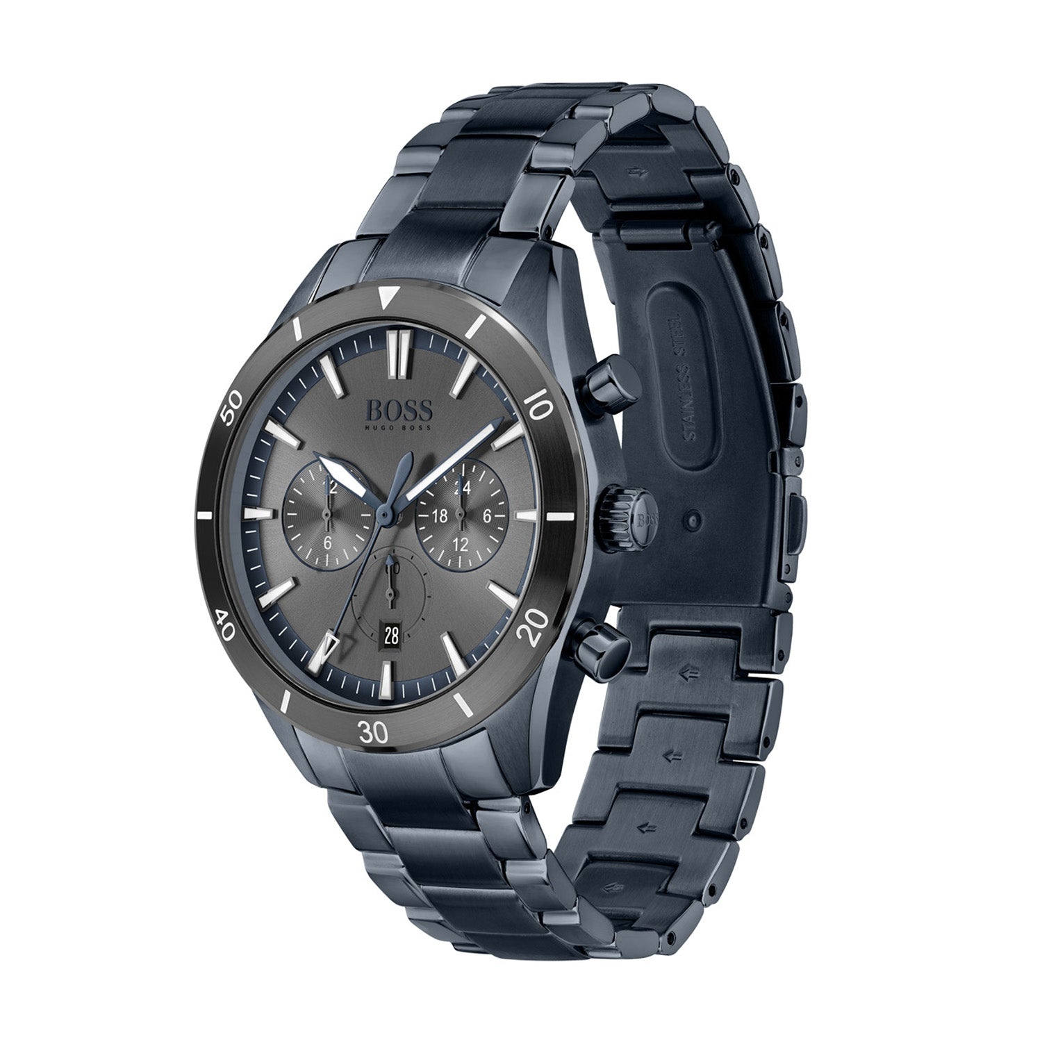 Hugo Boss Santiago Grey Dial Blue Steel Strap Watch for Men - 1513865
