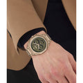 Hugo Boss Classic Chronograph Green Dial Beige Gold Steel Strap Watch For Men - 1514019