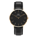 Daniel Wellington Classic Sheffield Black Dial Black Leather Strap Watch For Women - DW00100139