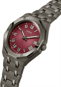 Guess Asset Quartz Red Dial Black Steel Strap Watch For Men - GW0575G5