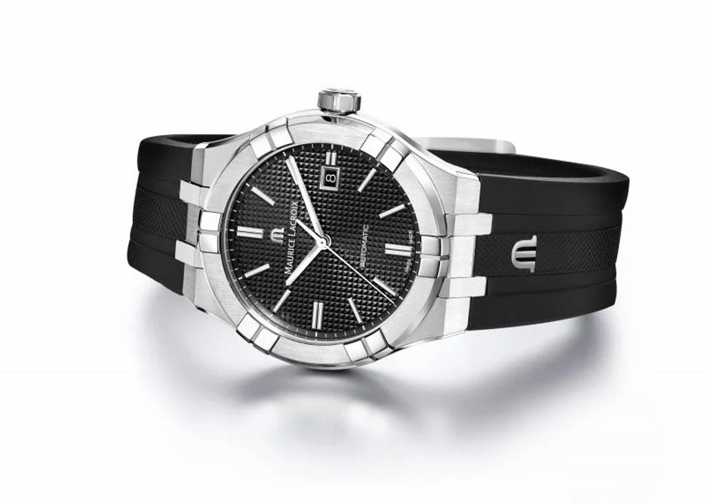 Maurice Lacroix Aikon Automatic Chronograph Black Dial Black Leather Strap Watch for Men - AI1808-SS000-330-2