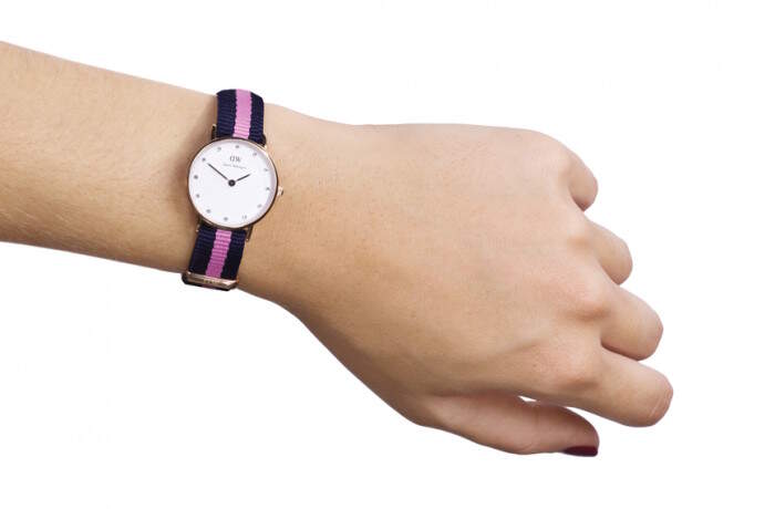 Daniel Wellington Classy Winchester White Dial Two Tone NATO Strap Watch For Women - DW00100077